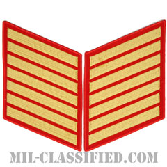 年功章 7連(勤続28年)（Service Stripe, Hash Mark）[ゴールド・レッド/海兵隊サービスストライプ（ハッシュマーク）/Large（男性用）/パッチ/ペア（2枚1組）]の画像