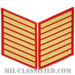 年功章 8連(勤続32年)（Service Stripe, Hash Mark）[ゴールド・レッド/海兵隊サービスストライプ（ハッシュマーク）/Large（男性用）/パッチ/ペア（2枚1組）]の画像