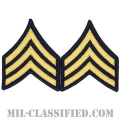 軍曹（Sergeant (SGT)）[カラー（ブルー）/階級章（女性用）/1996-/パッチ/ペア（2枚1組）]の画像