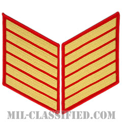年功章 6連(勤続24年)（Service Stripe, Hash Mark）[ゴールド・レッド/海兵隊サービスストライプ（ハッシュマーク）/Large（男性用）/パッチ/ペア（2枚1組）]の画像