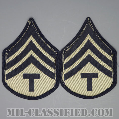 技術軍曹 (T/4)（Technician 4th Grade）[機械織りタイプ/階級章（1942-1948）/パッチ/ペア（2枚1組）/1点物]の画像