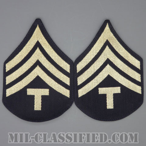 技術軍曹 (T/4)（Technician 4th Grade）[機械織りタイプ/階級章（1942-1948）/パッチ/ペア（2枚1組）/1点物]の画像