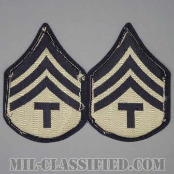技術軍曹 (T/4)（Technician 4th Grade）[機械織りタイプ/階級章（1942-1948）/パッチ/ペア（2枚1組）/1点物]の画像