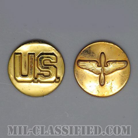 航空科章（Army Aviation Branch and U.S. Letters）[カラー/1950-1960s/兵科章U.S.章セット（下士官用）/バッジ/ペア（2個1組）/中古1点物]の画像