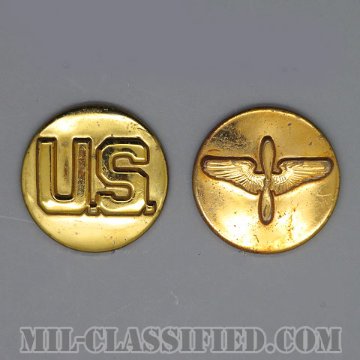 航空科章（Army Aviation Branch and U.S. Letters）[カラー/1950-1960s/兵科章U.S.章セット（下士官用）/バッジ/ペア（2個1組）/中古1点物]の画像