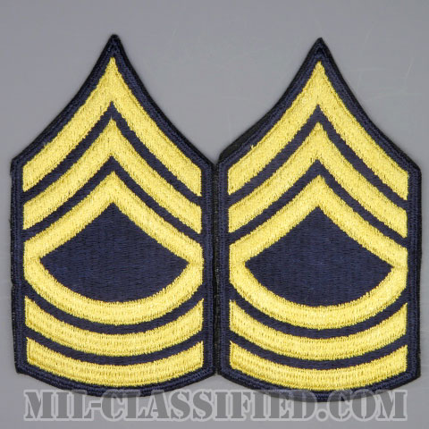 曹長（Master Sergeant (MSG)）[カラー（ブルー）/男性用/カットエッジ/階級章（1959-）/パッチ/ペア2枚1組]の画像