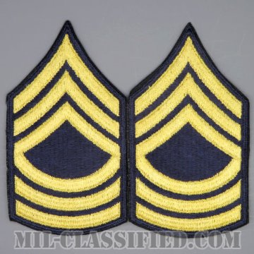 曹長（Master Sergeant (MSG)）[カラー（ブルー）/男性用/カットエッジ/階級章（1959-）/パッチ/ペア2枚1組]の画像