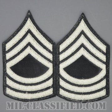 曹長（Master Sergeant (MSG), Band）[カラー（ブラック生地ホワイト刺繍）/楽隊男性用/カットエッジ/階級章（1959-）/パッチ/ペア2枚1組]の画像