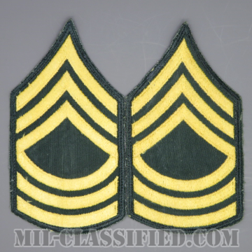 曹長（Master Sergeant (MSG)）[カラー（グリーン）/男性用/カットエッジ/階級章（1959-）/パッチ/中古1点物（ペア2枚1組）]の画像