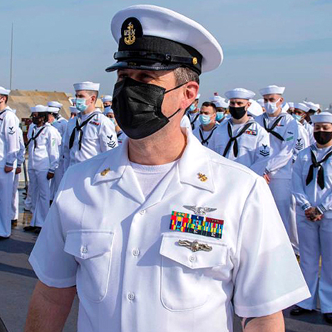 米海軍 サマーサービスユニフォーム 半袖ホワイトシャツ 男性下士官用（E7-E9 CPO）SMALLサイズ 2006年ロットの画像