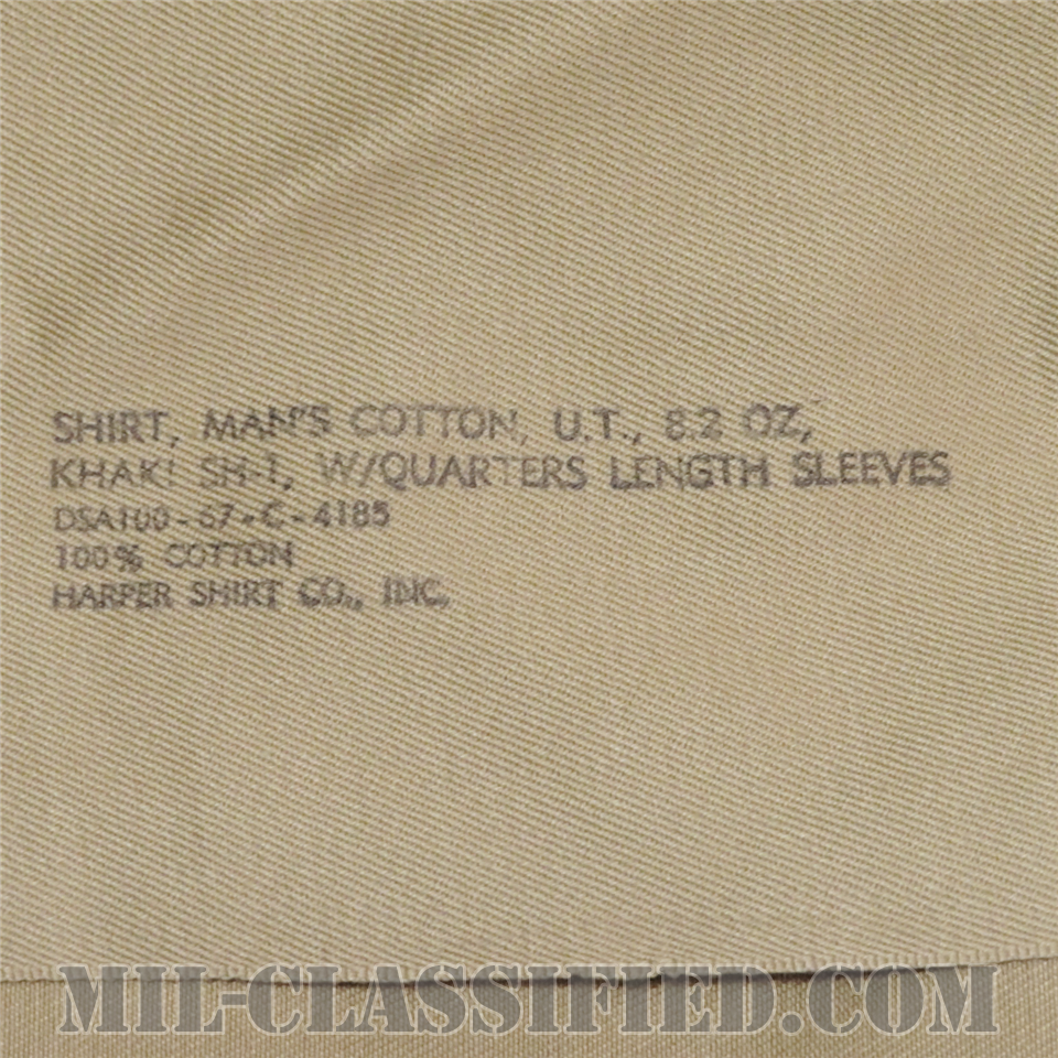 米陸軍 カーキ チノ半袖シャツ コットン100％ SMALLサイズ 1967年ロット [1点物]の画像
