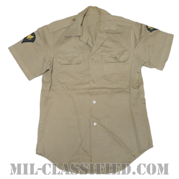米陸軍 カーキ チノ半袖シャツ コットン100％ SMALLサイズ 1967年ロット [中古1点物]の画像