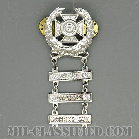 射撃技術章 (エキスパート)（Marksmanship Badge, Expert）[カラー/鏡面仕上げ/バッジ/中古1点物（バー3個付）]の画像