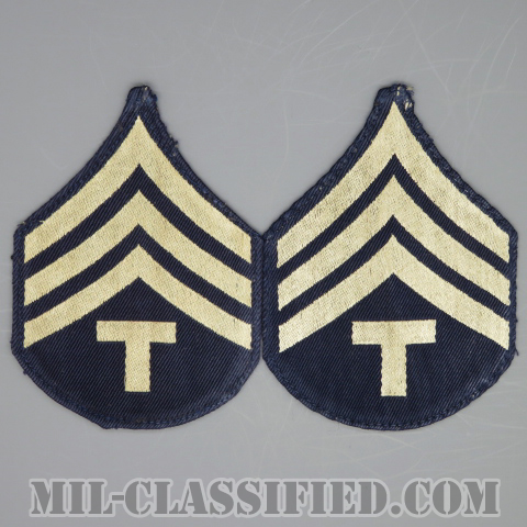 技術軍曹 (T/4)（Technician 4th Grade）[機械織りタイプ/階級章（1942-1948）/パッチ/ペア（2枚1組）/中古1点物]の画像