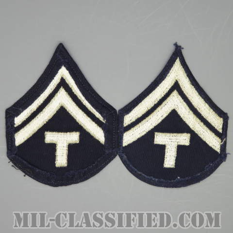 技術軍曹 (T/5)（Technician 5th Grade）[ツイル生地刺繍タイプ/階級章（1942-1948）/パッチ/ペア（2枚1組）/中古1点物]の画像