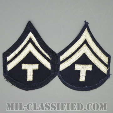 技術軍曹 (T/5)（Technician 5th Grade）[ツイル生地刺繍タイプ/階級章（1942-1948）/パッチ/ペア（2枚1組）/中古1点物]の画像