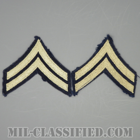 伍長（Corporal (CPL)）[ツイル生地刺繍タイプ/階級章（1942-1948）/パッチ/ペア（2枚1組）/中古1点物]の画像