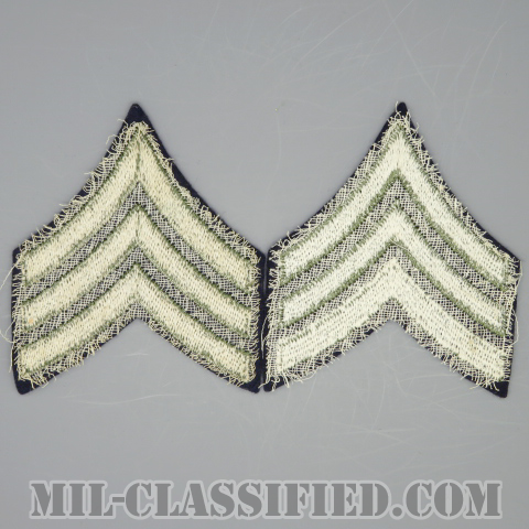 軍曹（Sergeant (SGT)）[ウール・フェルト生地刺繍タイプ/階級章（1942-1948）/パッチ/ペア（2枚1組）/中古1点物]の画像