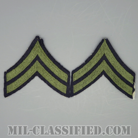 伍長（Corporal (CPL)）[ウール・フェルト生地刺繍タイプ/階級章（1942-1948）/パッチ/ペア（2枚1組）/中古1点物]の画像