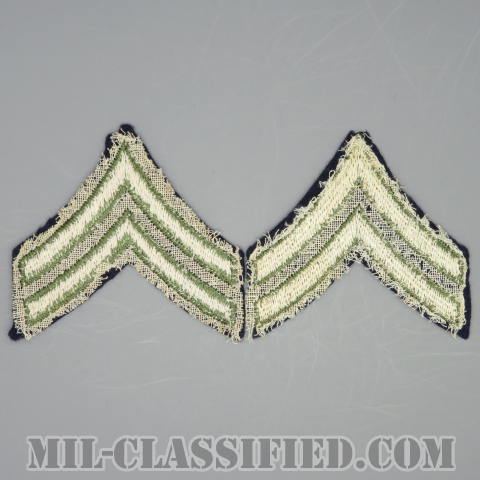 伍長（Corporal (CPL)）[ウール・フェルト生地刺繍タイプ/階級章（1942-1948）/パッチ/ペア（2枚1組）/中古1点物]の画像
