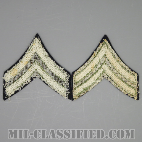 伍長（Corporal (CPL)）[ウール・フェルト生地刺繍タイプ/階級章（1942-1948）/パッチ/ペア（2枚1組）/中古1点物]の画像