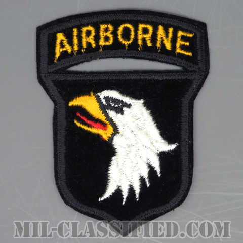 第101空挺師団（101st Airborne Division）[カラー/カットエッジ/パッチ/ベルベット生地/エアボーンタブ付ワンピースタイプ/1点物]の画像