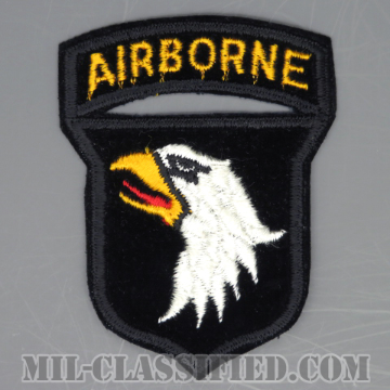第101空挺師団（101st Airborne Division）[カラー/カットエッジ/パッチ/ベルベット生地/エアボーンタブ付ワンピースタイプ/1点物]の画像