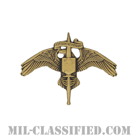 アメリカ海兵隊特殊作戦コマンド章（MARSOC）[カラー/燻し金/ミニサイズ/バッジ]の画像