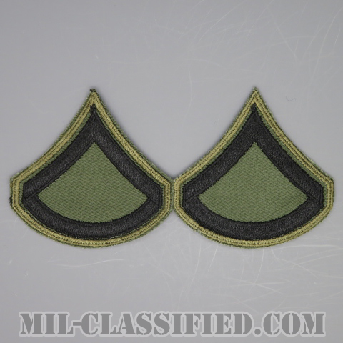 上等兵（Private First Class (PFC)）[サブデュード（カーキ縁）/カットエッジ/階級章（1968-）/パッチ/ペア（2枚1組）]の画像