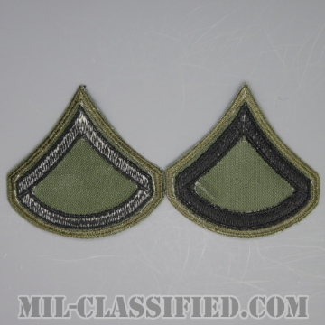 上等兵（Private First Class (PFC)）[サブデュード（カーキ縁）/カットエッジ/階級章（1968-）/パッチ/ペア（2枚1組）]の画像