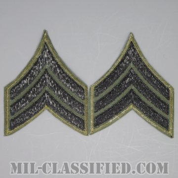 軍曹（Sergeant (SGT)）[サブデュード（カーキ縁）/カットエッジ/階級章/パッチ/ペア（2枚1組）/1点物]の画像