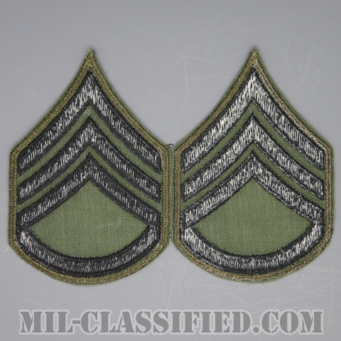 二等軍曹（Staff Sergeant (SSG)）[サブデュード（カーキ縁）/カットエッジ/階級章/パッチ/ペア（2枚1組）]の画像