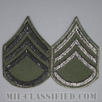 二等軍曹（Staff Sergeant (SSG)）[サブデュード（グリーン縁）/カットエッジ/階級章/パッチ/ペア（2枚1組）]の画像