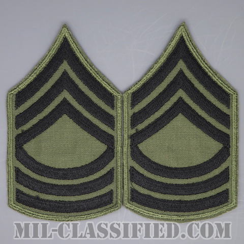 曹長（Master Sergeant (MSG)）[サブデュード（グリーン縁）/カットエッジ/階級章/パッチ/ペア（2枚1組）/1点物]の画像
