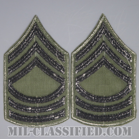 曹長（Master Sergeant (MSG)）[サブデュード（グリーン縁）/カットエッジ/階級章/パッチ/ペア（2枚1組）/1点物]の画像