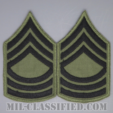 曹長（Master Sergeant (MSG)）[サブデュード（グリーン縁）/カットエッジ/階級章/パッチ/ペア（2枚1組）/1点物]の画像