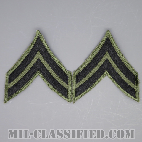 伍長（Corporal (CPL)）[サブデュード（グリーン縁）/カットエッジ/階級章/パッチ/ペア（2枚1組）/1点物]の画像