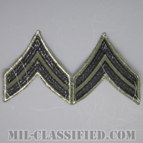 伍長（Corporal (CPL)）[サブデュード（グリーン縁）/カットエッジ/階級章/パッチ/ペア（2枚1組）/1点物]の画像