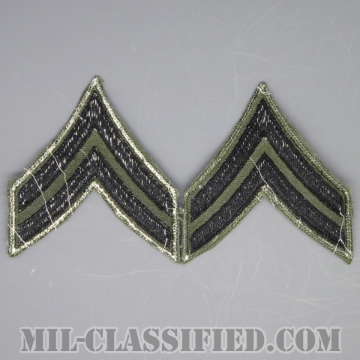 伍長（Corporal (CPL)）[サブデュード（グリーン縁）/カットエッジ/階級章/パッチ/ペア（2枚1組）/1点物]の画像