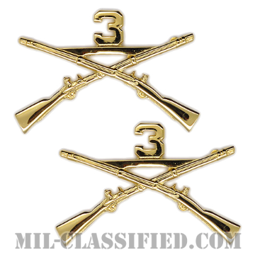 第3歩兵連隊歩兵科章（3rd Infantry Regiment, Infantry Branch Insignia）[カラー/兵科章（将校用）/バッジ/ペア（2個1組）]の画像