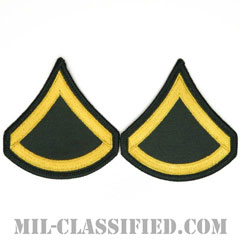 上等兵（Private First Class (PFC)）[カラー（グリーン）/メロウエッジ/階級章（男性用）/パッチ/ペア（2枚1組）]画像
