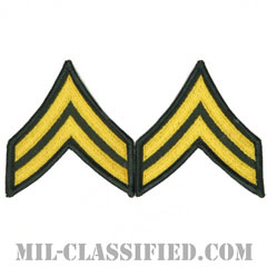 伍長（Corporal (CPL)）[カラー（グリーン）/メロウエッジ/階級章（男性用）/パッチ/ペア（2枚1組）]画像