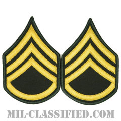 二等軍曹（Staff Sergeant (SSG)）[カラー（グリーン）/メロウエッジ/階級章（男性用）/パッチ/ペア（2枚1組）]画像