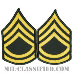 一等軍曹（Sergeant First Class (SFC)）[カラー（グリーン）/メロウエッジ/階級章（男性用）/パッチ/ペア（2枚1組）]画像
