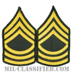 曹長（Master Sergeant (MSG)）[カラー（グリーン）/メロウエッジ/階級章（男性用）/パッチ/ペア（2枚1組）]画像
