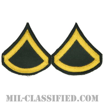 上等兵（Private First Class (PFC)）[カラー（グリーン）/男性用/カットエッジ/階級章（1968-）/パッチ/ペア（2枚1組）]画像
