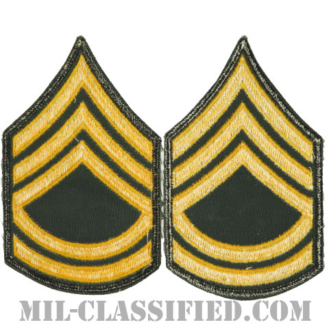 一等軍曹（Sergeant First Class (SFC)）[カラー（グリーン）/男性用/カットエッジ/階級章（1959-）/パッチ/ペア（2枚1組）]画像