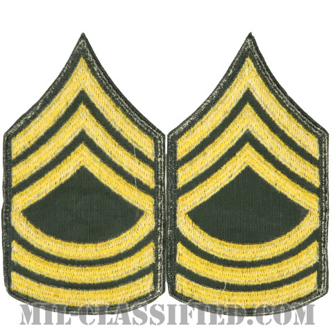 曹長（Master Sergeant (MSG)）[カラー（グリーン）/男性用/カットエッジ/階級章（1959-）/パッチ/ペア（2枚1組）]画像