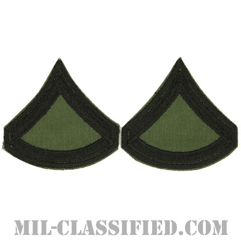 上等兵（Private First Class (PFC)）[サブデュード（ブラック縁）/カットエッジ/階級章（1968-）/パッチ/ペア（2枚1組）]の画像