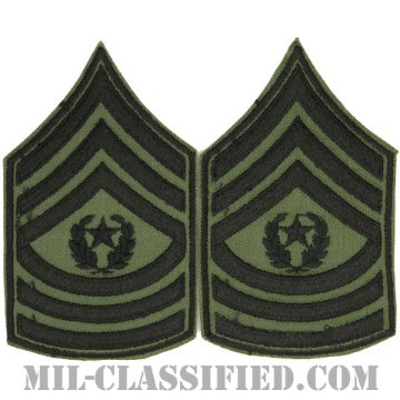 最先任上級曹長（Command Sergeant Major (CSM)）[サブデュード（ブラック縁）/カットエッジ/階級章（1968-）/パッチ/ペア（2枚1組）]画像